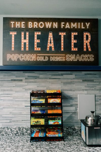Customized theater signage in home theater, fusion audio video