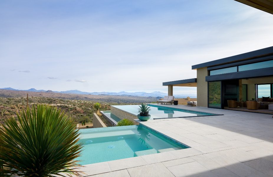 Exterior pool shot looking out onto Arizona desert